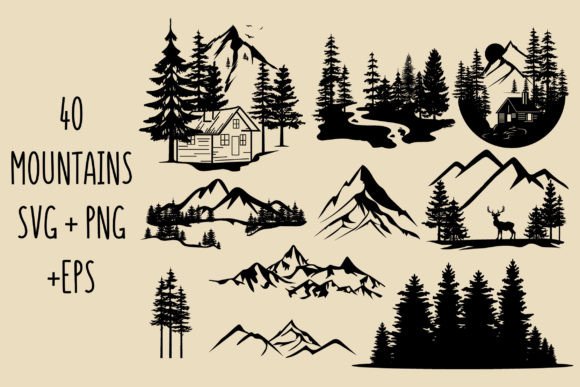 Download Mountains SVG Bundle Forest Tree Outdoor - Mountain Collection