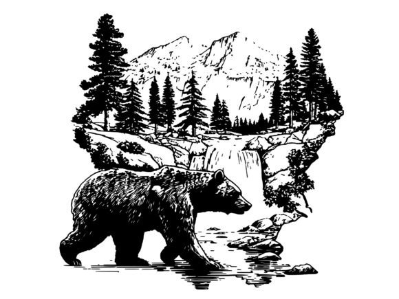 Download Waterfall Bear Mountain Forest SVG - Mountain Collection